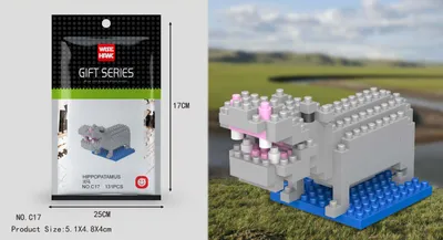 Produktbild von Nilpferd Figur Bausteine Modell LNO Micro-Bricks