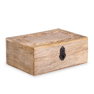 Zdjęcie produktu dla HOMLA Szkatułka na biżuterię SOMBRE drewniana żłobiona 26x18x10 cm