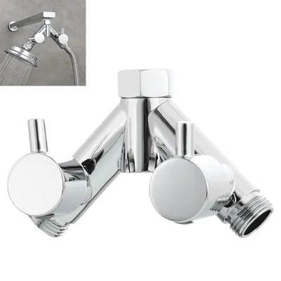Produktbild von Messing Y-Verteiler,mit unabhängigen Schaltern, verchromt,1/2 Zoll,für Duschschläuche und Duschköpfe,mit Absperrventilen für flexible Wasseraufteilung