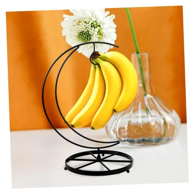 Produktbild von Eisen Obstkorb Hängender Bananenhalter Küchen Organizer mit geometrischem Hohlmuster für sicheren Stand in Wohnzimmer und Küche