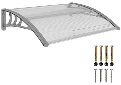 Produktbild von Outsunny Vordach für Haustür 100 x 75 cm Überdachung aus Aluminium Polycarbonat