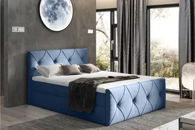Produktbild von Kontinentales Bett 160x200 CARMEN LUX – blau + Gratis-Topper