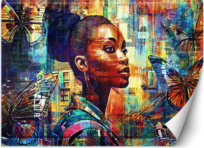 Produktbild von Vlies fototapete Afrikanische Frau Glamour 450x315 cm Feeby Lila inkl. Kleber einfache Montage