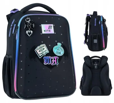 Zdjęcie produktu dla Tornister szkolny dla dziewczynki 1-4 klasa z naszywkami Monster High Kite