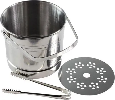 Produktbild von Famanu Eiseimer mit Zange und Ablaufschicht - Kleines Set aus Edelstahl