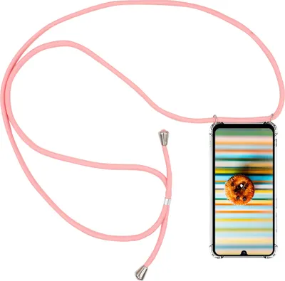 Produktbild von CLM-Tech Handykette kompatibel mit Samsung Galaxy Z Flip3 5G - Hülle mit Kordel zum Umhängen - Silikon Schutzhülle transparent mit Band Schnur, rosa