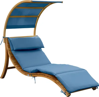 Image de Axi Salina Chaise Longue De Jardin En Bois, Bleu | Transat Avec Pare-Soleil Amovible & Coussin Pour L'Extérieur | Bain De Soleil Individuelle Avec