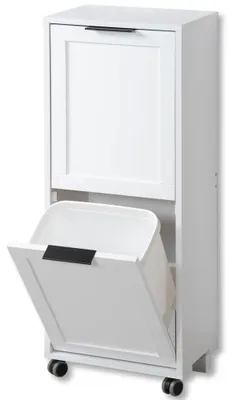 Mülltrennschrank, Faserplatte, weiß, B 36 x H 94 x T 24 cm