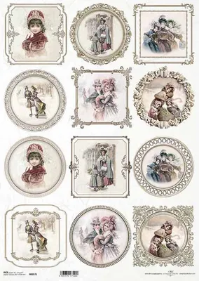Immagine prodotto di ITD carta di riso decoupage carta artigianale A3 cornice vintage, figure, paesaggio invernale R3957L