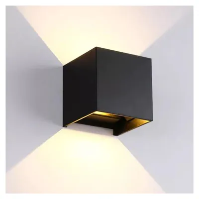 Produktbild von SensaHome Cube – Moderne LED-Wandleuchte für Außen und Innen – Design-Außenbeleuchtung – IP65 wasserdicht – Warmweiß (3500 K) – Schwarz