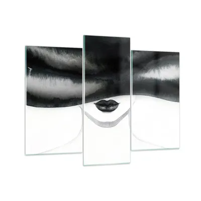 Produktbild von Bilder auf glas - 3 Teile - Frau Hut Schwarzweiß - 130x100cm - Glasbilder - Wandbilder - Bilder - zum Aufhängen bereit - Wanddekoration aus Glas - Glas Bilder - Wandbild auf Glas - GCB130x100-4301
