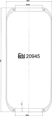 Produktbild von FEBI BILSTEIN Luftfederbalg 20945 Hinten Links Hinten Rechts für IVECO TurboTech 435mm 216mm 130mm