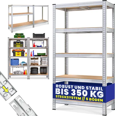 Produktbild von MONZANA® Schwerlastregal 170x75x30cm 350kg 5 MDF-Platten Regal Lagerregal Kellerregal Steckregal Werkstattregal