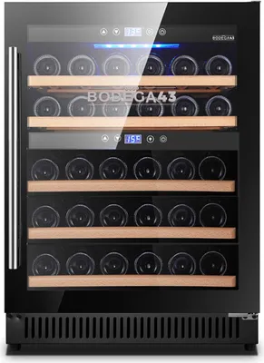 Produktbild von Einbau Weinklimaschrank BODEGA43-40 - 40 Flaschen mit zwei Temperaturzonen - Vollglastür aus Dreifachglas und UV.