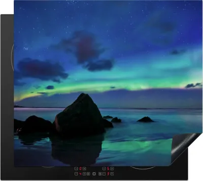 Produktbild von KitchenYeah© Herdabdeckplatte Himmel - Landschaft - Polarlicht , 59x52cm, Küche Deko, Glaskeramikkochfeld Herdabdeckung, Abdeckplatte fùr Kochfeld