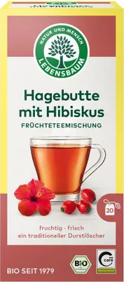 HERBATKA DZIKA RÓŻA Z HIBISKUSEM BIO (20 x 2,5 g) 50 g - LEBENSBAUM
