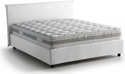 Produktbild von Doppelbett Bernadette, Containerbett mit Stoffbespannung, 100%  Italy, Frontöffnung, mit Matratze Cm 140x200 enthalten, Weiß