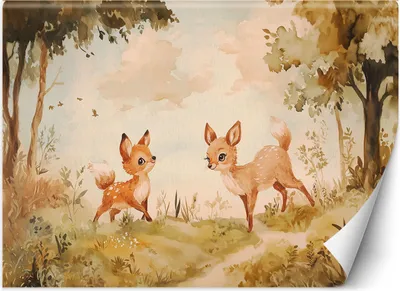Produktbild von Vlies fototapete für kinder Hirsche im Wald Beige 250x175 cm Feeby Beige inkl. Kleber einfache Montage