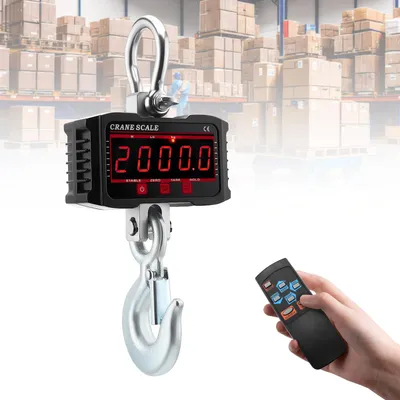 Obrázek produktu pro Digitální jeřábová váha - Závěsná váha 2000 kg - LCD displej - Dálkové ovládání - kg a lb