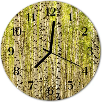 Produktbild von Glasuhr Wanduhr Küchenuhr Echt-Glas 30fi cm Birken Wald grün