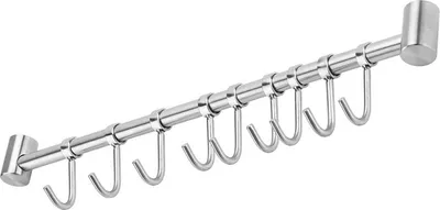 Produktbild von Intirilife Edelstahl Küche Hängeleiste mit 9 Haken - Küchen Reling Hängeleiste Küchenstange Wandhalterung