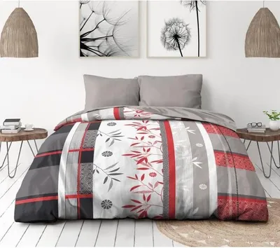 Immagine prodotto di Set di biancheria da letto in microfibra - HOME LINGE PASSION - SHIZUOKA - Coperta 240 x 260 cm + 2 federe 63 x 63 cm - Blu