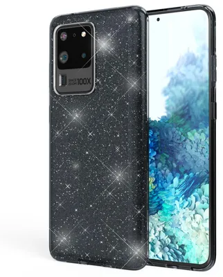 Produktbild von NALIA Glitter Case für Samsung Galaxy S20 Ultra, Diamant Schutz Hülle Bumper Schwarz