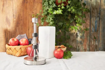 Produktbild von Küchenrollenhalter Easy Twist, Stehend, küchenpapierhalter mit Gewichteter Basis Saugnapf, Edelstahl für Arbeitsplatte, küchenrolle Halter.