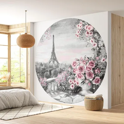 Produktbild von Runde Tapete / Kreis - Lumaléa - Paris Eiffelturm - Premium-Papier 185 g, abwaschbar - Durchmesser 90 cm