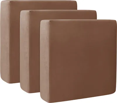 Produktbild von 3 Stück Stretch Couchkissenbezüge Weicher Samt Sofakissen Möbelschutz für Sofa Sitz,Dunkelbraun
