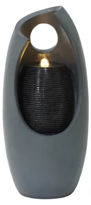 Immagine prodotto di Gioco d'acqua a cascata per esterni, fontana da giardino elettrica in cemento grigio con illuminazione a LED, pompa IP44 e cavo da 7 m – Modello «Cascate scintillanti» con spazzola per la pulizia inclusa