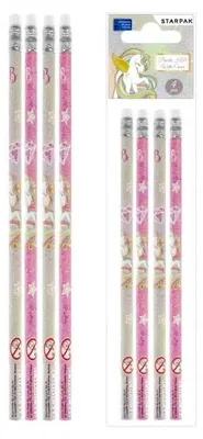 Produktbild von Bleistift mit Radiergummi HB Unicorn, 4 Stück – STARPAK
