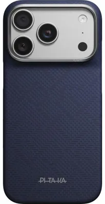 Produktbild von Aramid Handyhülle für iPhone 18 Pro Max / 17 Pro Max, PITAKA Edge Ultra-Slim Case PitaTap mit MagSafe, Blau mit Monogramm