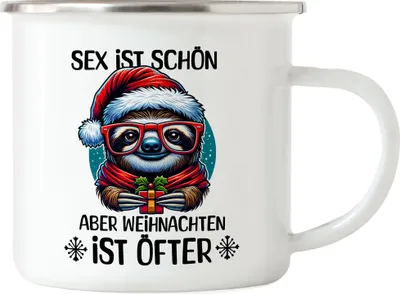 Produktbild von Sex ist schön aber Weihnachten ist öfter Emaille-Tasse Weihnachten Weihnachten Lustig Geschenk Humor