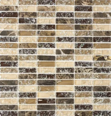 Produktbild von Mosaikfliese Transluzent dunkelbeige Stäbchen Glasmosaik Crystal Stein emperador dunkel MOS87-S1255_f