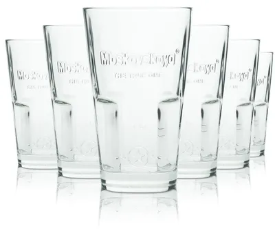 Produktbild von 6x Moskovskaya Glas 0,34l Longdrink Kontur Gläser Stapelbar Geeicht Gastro Bar