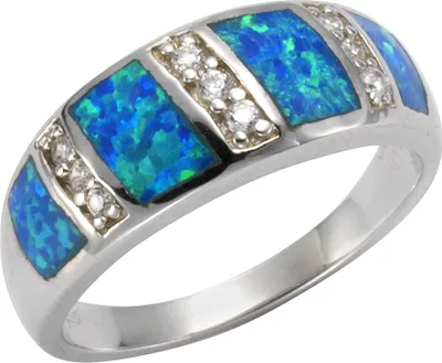 Produktbild von Ring 925/- Sterling Silber rhodiniert synthetischer Opal