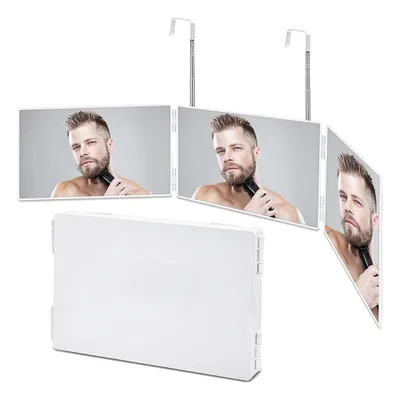 Produktbild von Kosmetikspiegel, 360-Grad-Spiegel mit LED Licht, 3-Wege-Spiegel mit Haken, höhenverstellbar und wiederaufladbar, Schminkspiegel für Männer/Frauen