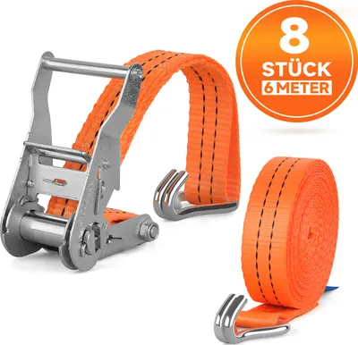 Produktbild von HOMELUX Spanngurte, 8 Stück - 6m x 3,5cm Spanngurte mit Ratsche Haken - LC 1000 daN Zurrgurt - - Ratschengurt Zurrgurte für Ladungssich