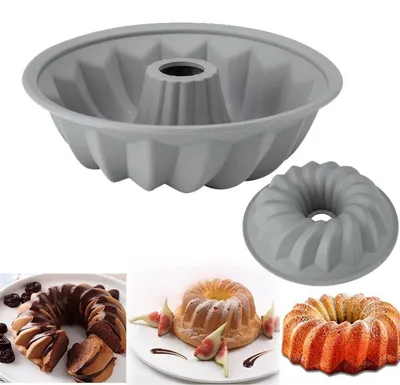 Productafbeelding van Gugelhupf-vorm van siliconen, 21 cm, antiaanbaklaag, grijs