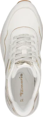 Produktbild von Tamaris Damen Schnürschuh Goldakzent Vegan 1-23766-46, Größe:40 EU, Farbe:Weiß