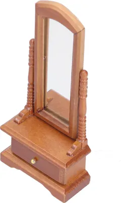 Produktbild von 1:12 Puppenhaus-Schminkspiegel mit Schublade, Miniatur-Möbel, Dekorationszubehör, Braun