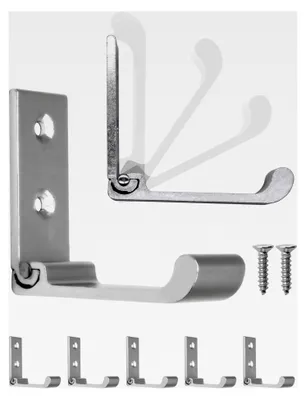 Produktbild von 5 Klappbare Mehrzweckhaken, Garderobenhaken, 75x67 mm, 5er Set, silber