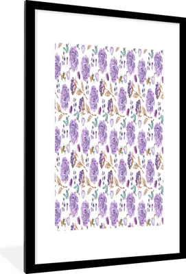 Produktbild von MuchoWow® MuchoWow® Gerahmtes Poster Blumen - Lila - Rosen 60x90 cm - Poster mit zchwarzem Bilderrahmen - Dekoration - Wandposter Wohnzimmer - Hochwertig