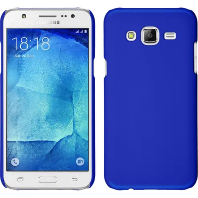 Produktbild von PhoneNatic Case kompatibel mit Samsung Galaxy J7 (2015 / J700) - Hülle blau gummiert Hard-case + 2 Schutzfolien