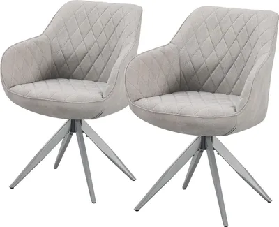 Produktbild von home24 Drehbarer Armlehnenstuhl 2er-Set - Metall / Textil