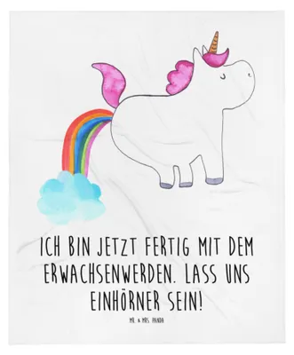 Produktbild von Mr. & Mrs. Panda Schlummerdecke Einhorn Pupsen - Weiß - Geschenk, Fleecedecke, Spaß, Babydecke, Schmusedecke, Kinderdecke, Regenbogen, Unicorn, Lustig, Plaid, Pups