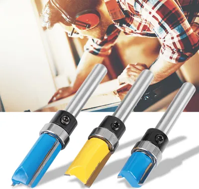 Obrázek produktu pro 3ks frézy pro obrábění dřeva Frézování 1/4" stopky Ořezávání okrajů Drážkovací fréza Bit