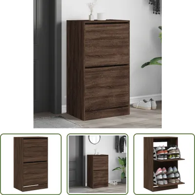 Immagine prodotto di The Living Store Scarpiera a 2 ante effetto rovere marrone 60x42x108 cm