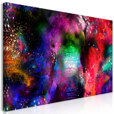 Produktbild von Wandbild Mega XXXL Elefant 250x125 cm Einteiliger XXL-Format Kunstdruck zur Selbstmontage Leinwandbilder moderne Bilder DIY Wanddekoration Wohnung Deko Tiere Abstrakt Galaxie g-C-0340-ak-e